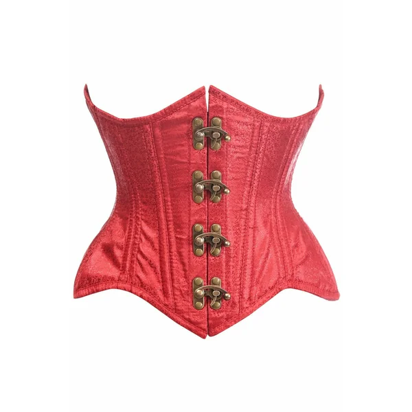 Top Drawer Double Steel Boned Wine Brocade Curvy Underbust Corset