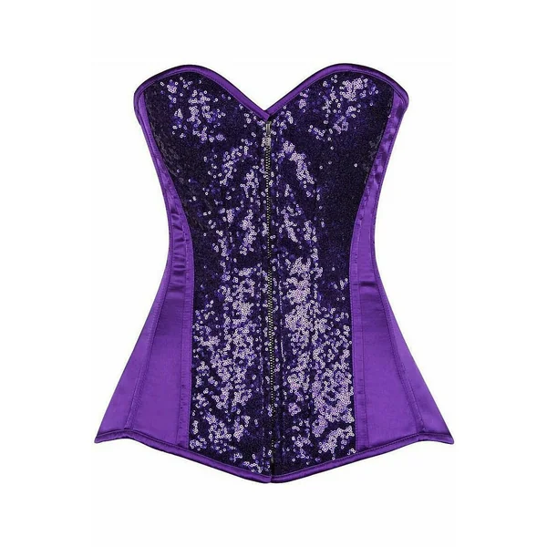 Top Drawer Purple Sequin Steel Boned Corset
