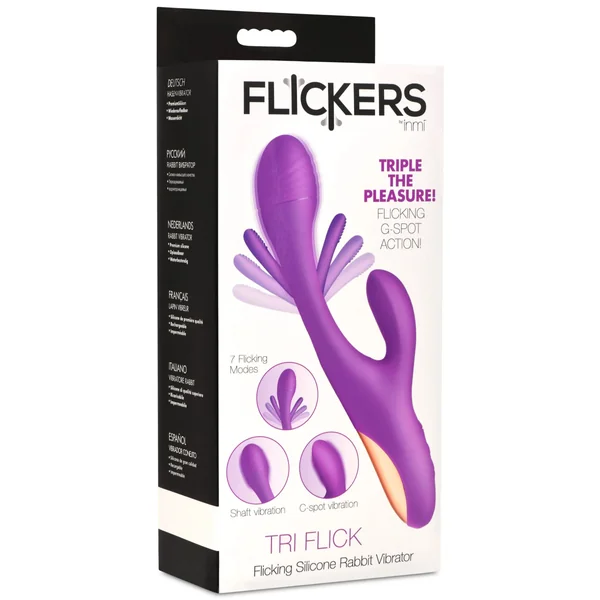 Tri-Flick Silicone Rabbit Vibrator Purple Toy