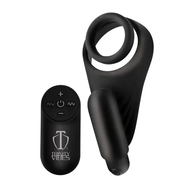 Trinity Men Silicone Rechargeable C-Ring with Vibrating Taint Stimulator and Remote Control