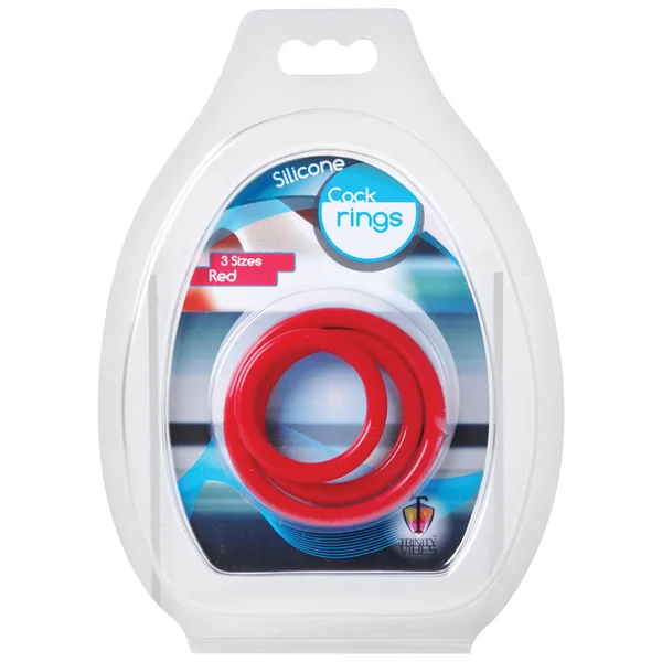 Trinity Vibes 3 Sizes Silicone Cock Rings Red