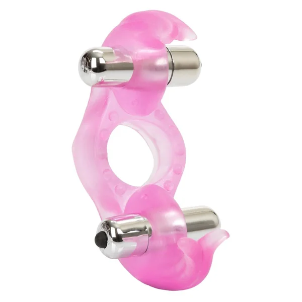 Triple Orgasms Enhancer Vibrating Cock Ring with Clitoral Stimulation – Pink