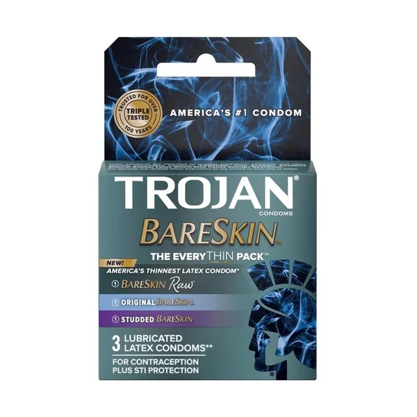 Trojan Bareskin EveryTHIN Lubricated Latex Condoms Assorted 3-Pack