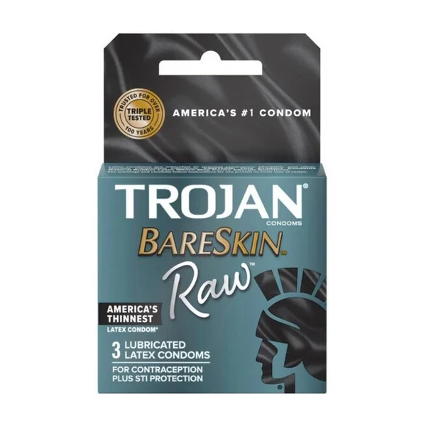 Trojan Bareskin Raw Lubricated Latex Condoms 3-Pack