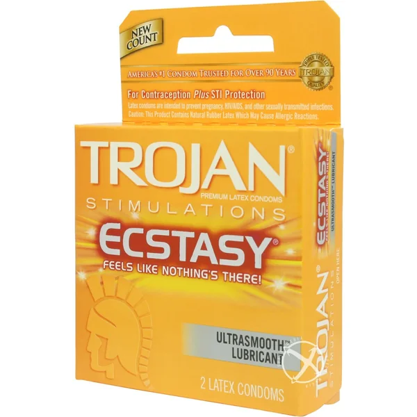Trojan Condom Stimulations Ecstasy Lubrciated 2 Pack