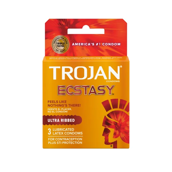 Trojan Ecstasy Ultra Ribbed Condoms 3 pk