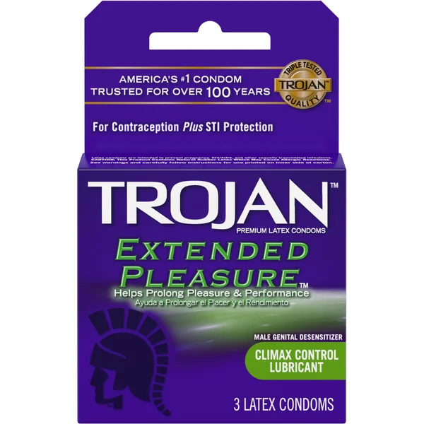 Trojan Extended Pleasure Premium Latex Condoms 3 Pack