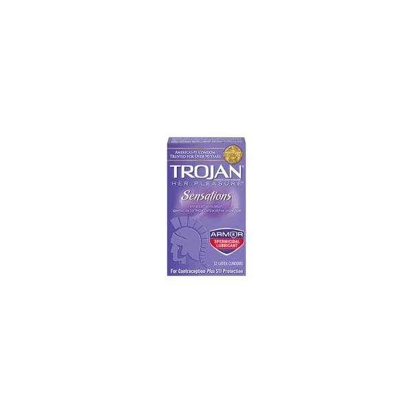 TROJAN HER PLEASURE SENSATIONS ARMOR SPERMICIDAL 12PK