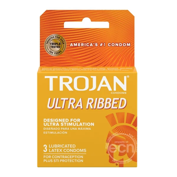 Trojan Ultra Ribbed Condoms - 3-Pack