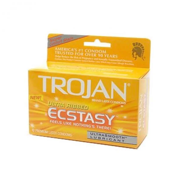 Trojan Ultra Ribbed Ecstasy Lubricated Condoms 2 Pack