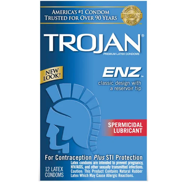 Trojan-Enz Condoms with Spermicidal Lubricant 12-Pack