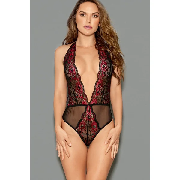 Two Toned Embroidered & Mesh Teddy