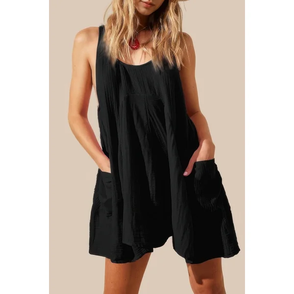 U Neck Backless Sleeveless Mini Pocket Dress