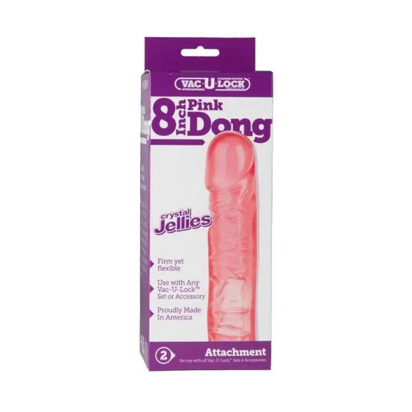 Vac-U-Lock 8 Inch Crystal Jellies Dong - Pink