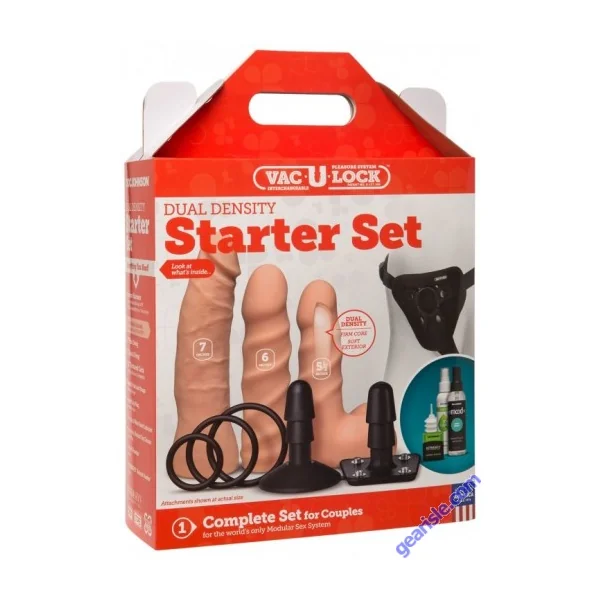 Vac-U-Lock Vibrating Dual Density Starter With Wireless Remote Caramel