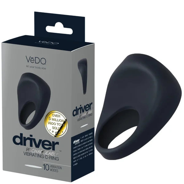 VeDo Driver Silicone Rechargeable Vibrating Cock Ring - Black