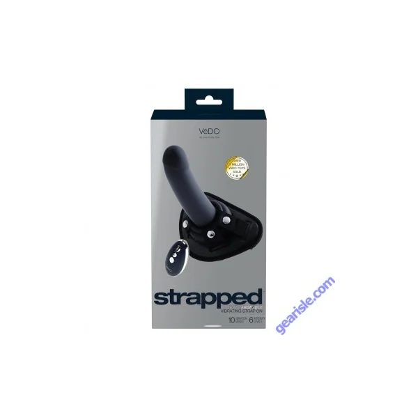 Vedo Strapped Rechargeable Vibrating Strap On Dildo Just Black