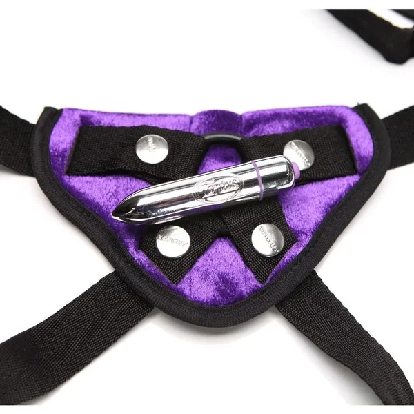 Velvet Vibrating Harness Purple