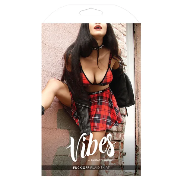 Vibes Fuck Off Plaid Skirt Sm