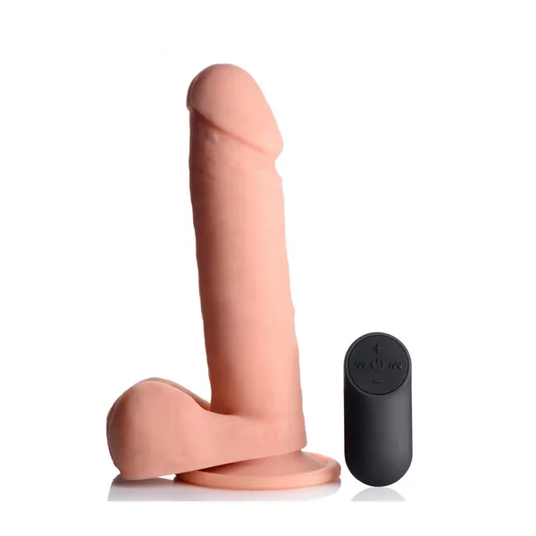 Vibrating Remote Control Silicone Realistic Dildo with Balls - 8 Inch