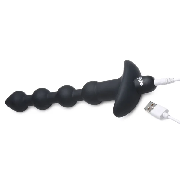 Vibrating Silicone Anal Beads with Remote Control Black