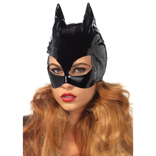 Vinyl Cat Woman Mask – Black – O/S