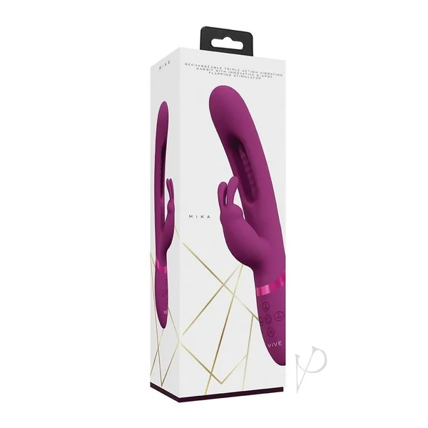 Vive Mika Rechargeable Triple Motor Vibrating Rabbit with G-Spot Stimulator - Pink