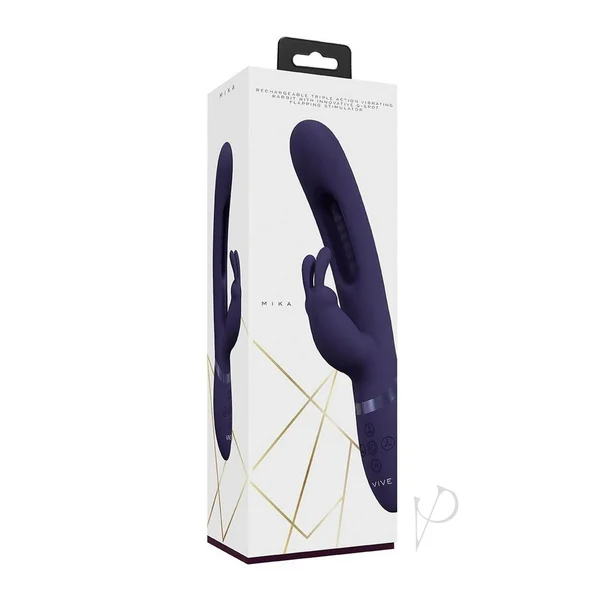 Vive Mika Rechargeable Triple Motor Vibrating Rabbit with G-Spot Stimulator - Purple
