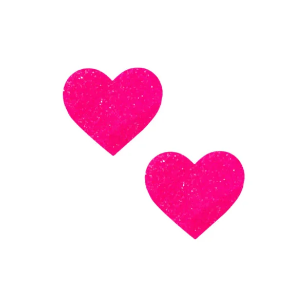 Watermelly Pink Blacklight Glitter Heart Pasties