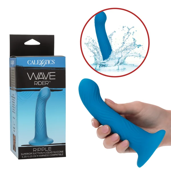 Wave Rider Ripple Strap-on Compatible Probe Suction Cup Butt Plug For Beginners Blue