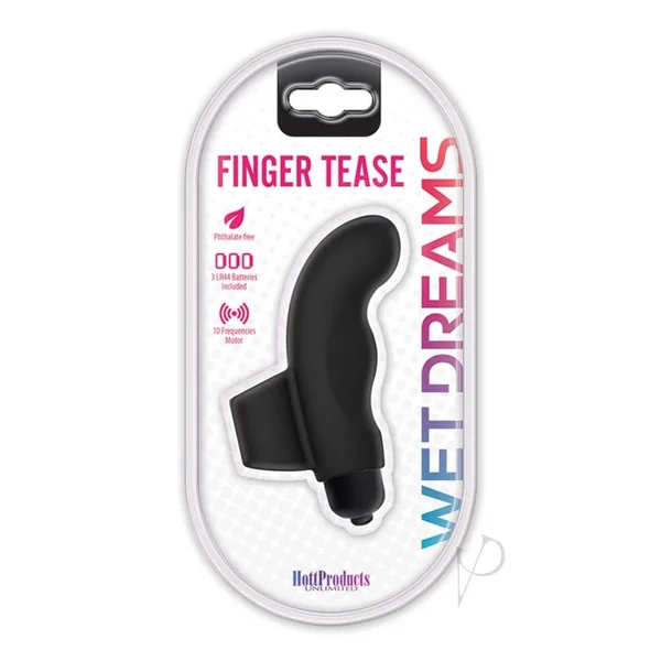 Wet Dreams Finger Tease Vibrator Waterproof - Black