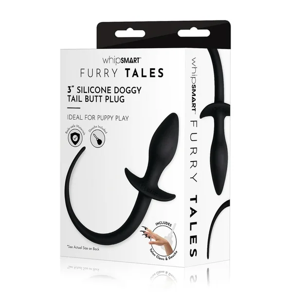Whipsmart Play Tails Silicone Doggy Tail 3in - Black