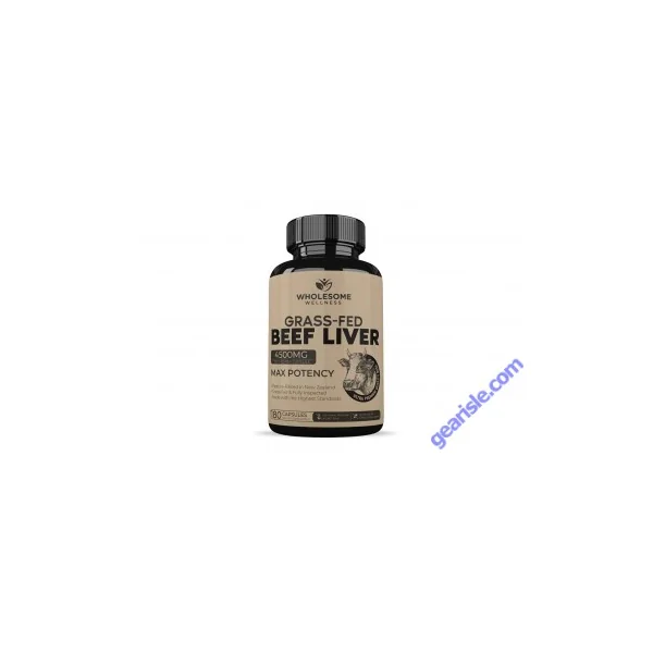 Wholesome Grass Fed Desiccated Beef Liver Capsules 180 Pills 750mg