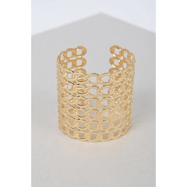Wide Chain Metal Cuff Bracelet