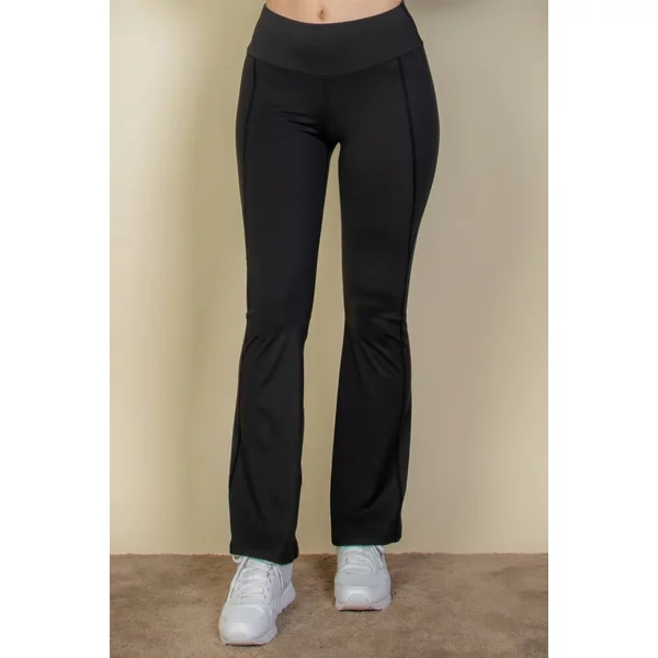 Wide waistband flare leg pants