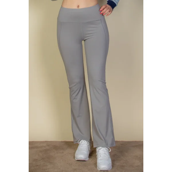 Wide waistband flare leg pants
