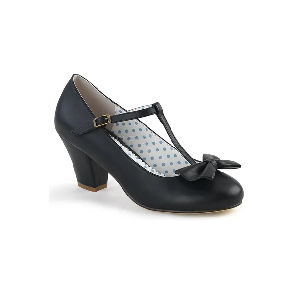 WIGGLE-50 Pump | Black Faux Leather
