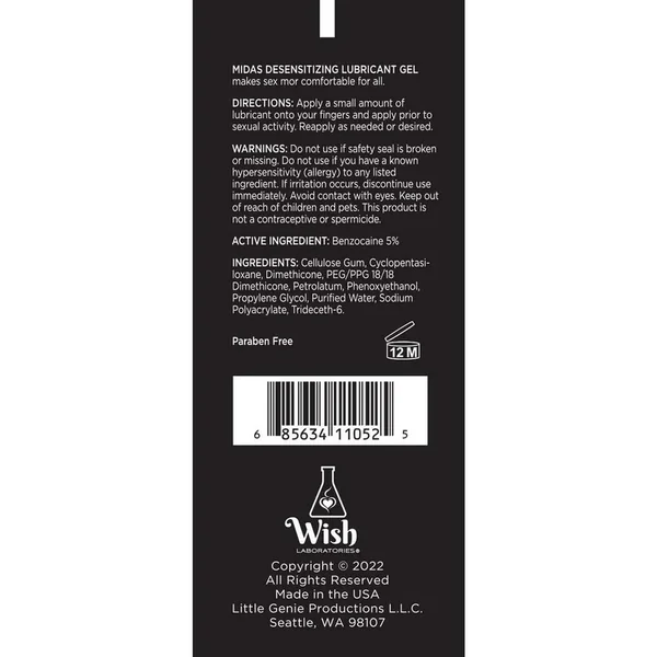 Wish Midas Desensitizing Water Based Lubricant