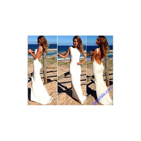 Women Long Sexy Backless Bodycon Sleeveless Evening Cocktail Prom Party Dress
