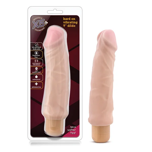 X5 9in Hard On Vib Dildo Natural