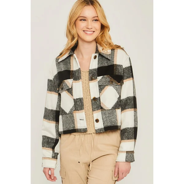 Yarn Dyed Plaid Button Up Jacket