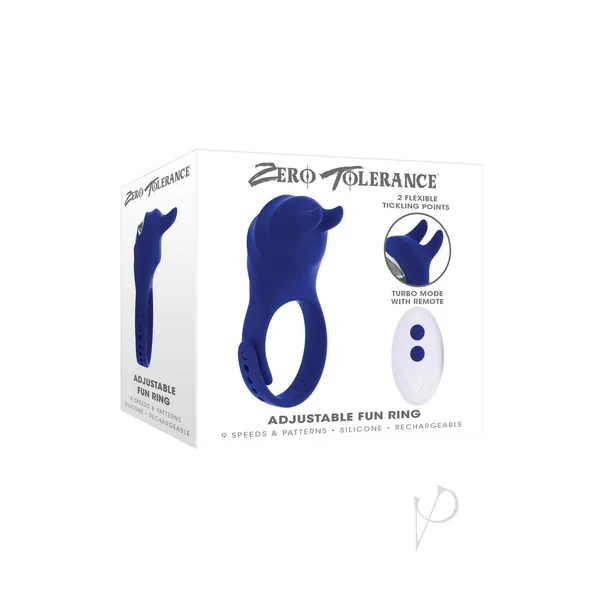 Zero Tolerance Adjustable Fun Ring Rechargeable Silicone Cock Ring - Blue