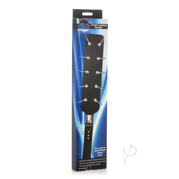 Zeus Electrosex E-Stim Spiked Paddle - Black/Silver