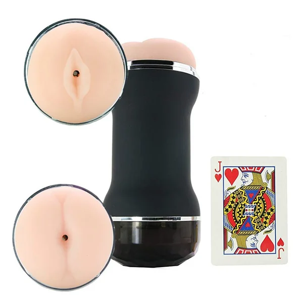 Zolo DP Stroker Discreet Double Entry Textured Masturbator Black