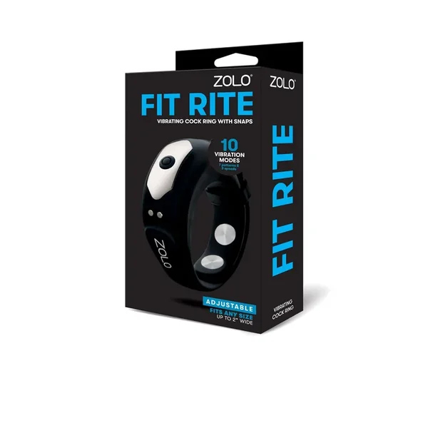 Zolo Fit Rite Vibrate Cock Ring with Snaps – Black