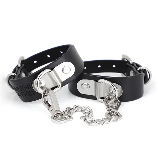 ZYL Genuine Leather Bolted D-Ring Petite Ankle Cuffs